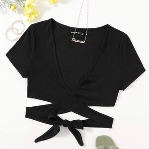 SHEIN Black Wrap Crop Top